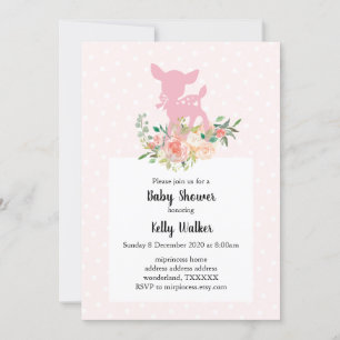deer, little deer, woodland, cute baby shower invi invitation