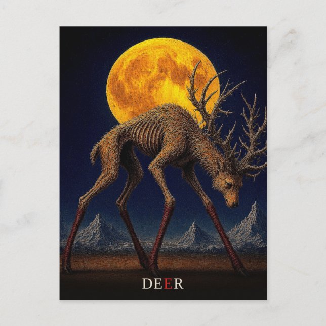 Deer Long Socks gothic Surreal Postcard (Front)