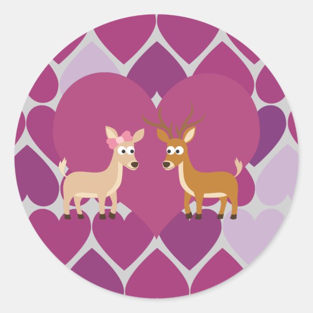 Deer Love Classic Round Sticker (Front)
