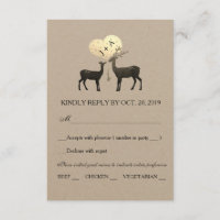 Deer Love Woodland Winter Fall Wedding RSVP