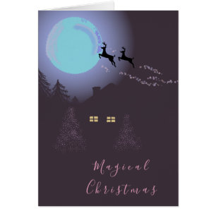 Deer Magical Christmas Night Merry Holiday Cards