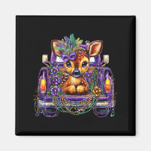 Deer Mardi Gras Truck Nola Cute Kids Boys Girls Wo Magnet