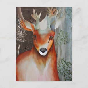 Deer Mixed Media Postcard