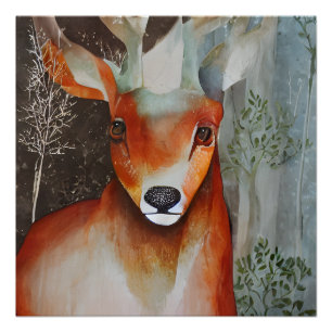 Deer Mixed Media Poster