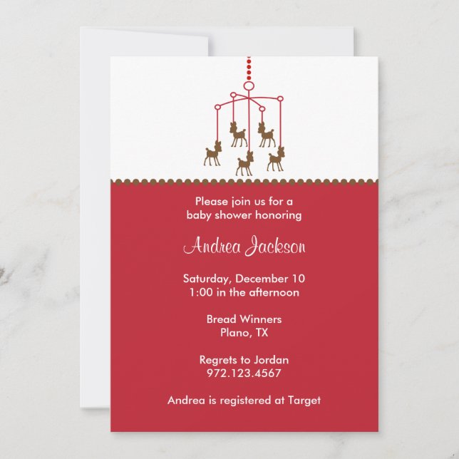 Deer Mobile Baby Shower Invitations (Front)