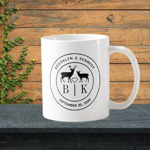 Deer Monogram Rustic Country Wedding Couple Name Coffee Mug