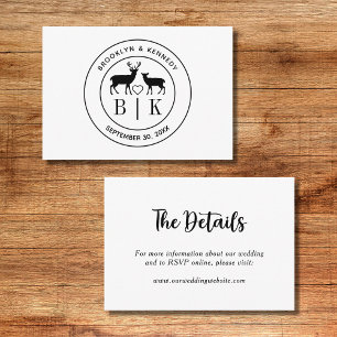 Deer Monogram Rustic Country Wedding Couple Name Enclosure Card