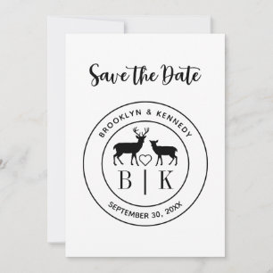 Deer Monogram Rustic Country Wedding Couple Name Save The Date