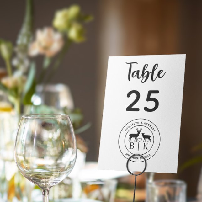 Deer Monogram Rustic Country Wedding Table Number (Creator Uploaded)