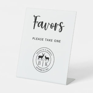 Deer Monogram Rustic Wedding Favours Take One Pedestal Sign