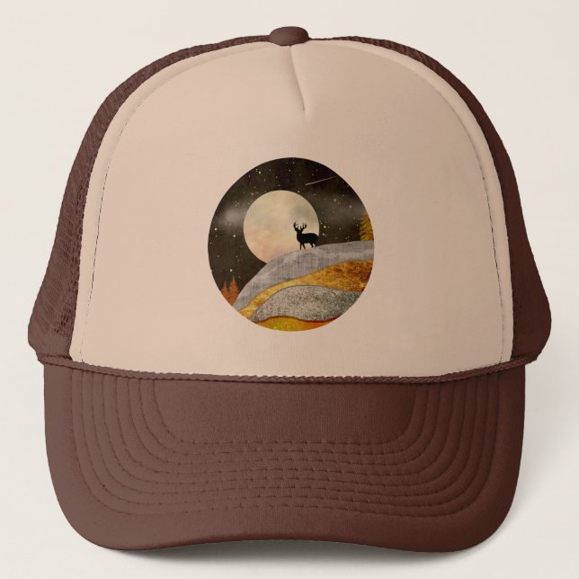 Deer Moon Landscape Trucker Hat (Front)