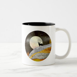 Deer Moon Landscape Two-Tone Coffee Mug