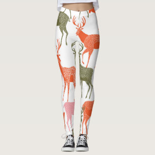 Deer Motif: Decorative Seamless Pattern Leggings