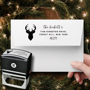 Deer Mount Winter Christmas Holiday Self-inking Stamp
