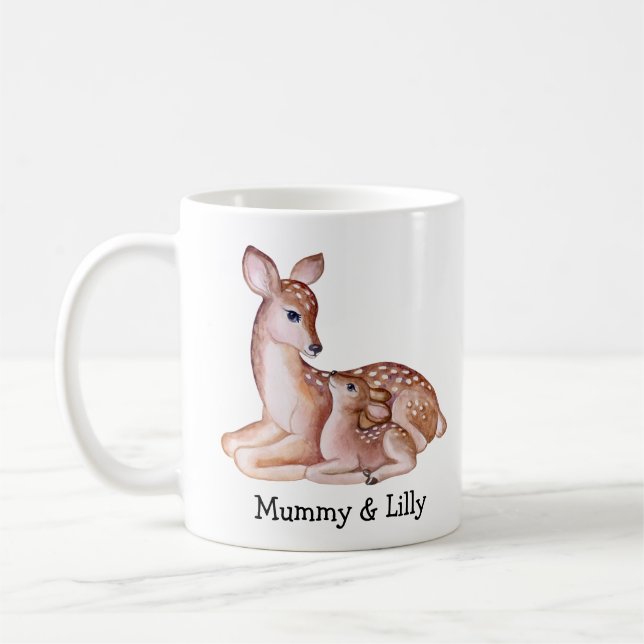 Deer Mum & Baby – Adorable Custom Mug (Left)