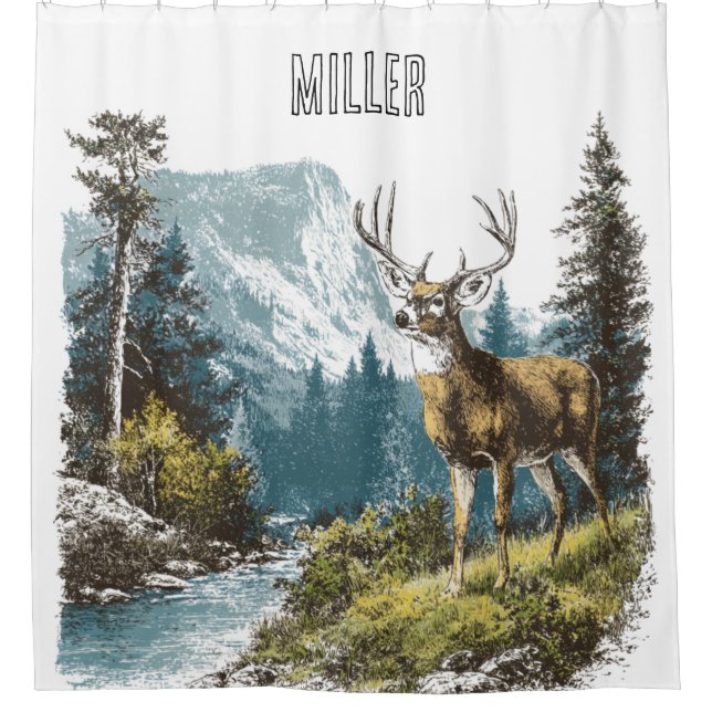 Deer Nature Shower Curtain (Front)