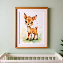 Deer Nursery Wall Art – Woodland Baby Room 