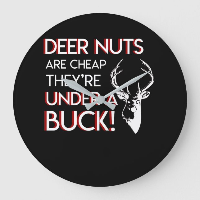 Deer Nuts Cheap Under Buck Deer Hunting Large Clock (Front)