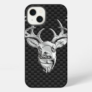 Deer on Carbon Fibre Style Print iPhone Case