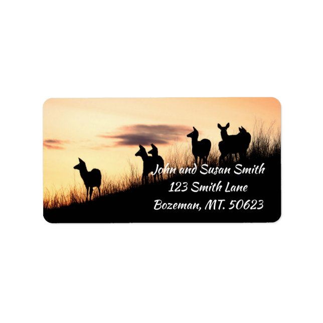 Deer on Hillside at Sunset Address Label (Front)