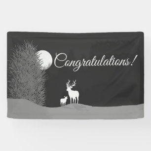 Deer on Moon Lit Hill Congratulations Banner