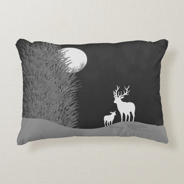 Deer on Moon Lit Hill  Decorative Cushion (Front)