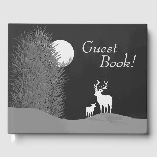 Deer on Moon Lit Hill Name and Date Guest Book