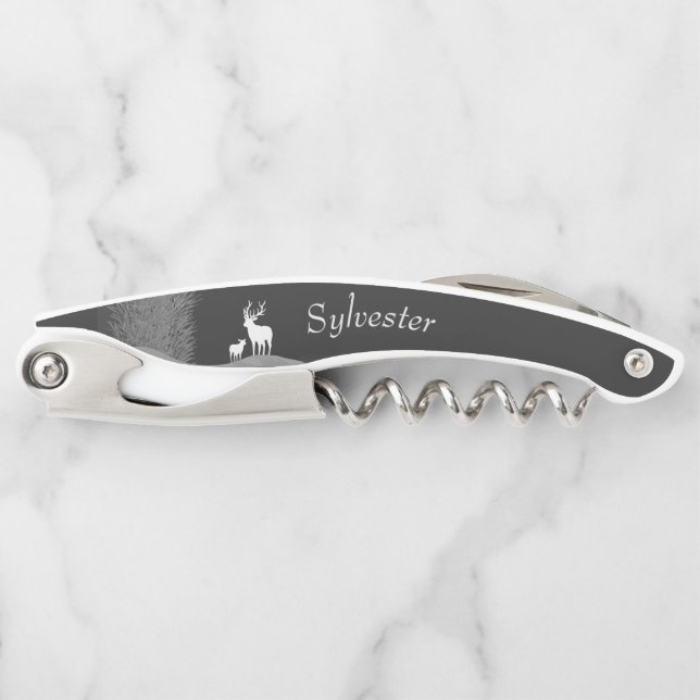 Deer on Moon Lit Hill Personal Corkscrew (Front)