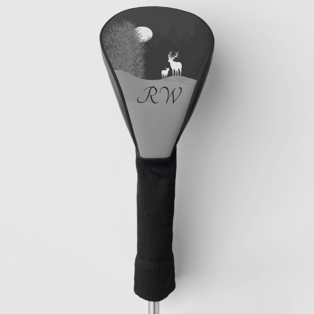 Deer on Moon Lit Hill Personal Golf Head Cover (Front)