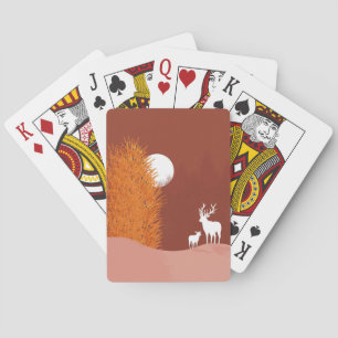 Deer on Moon Lit Hill  Playing Cards