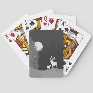 Deer on Moon Lit Hill  Playing Cards