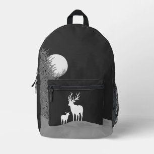 Deer on Moon Lit Hill Printed Backpack