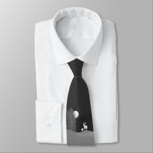 Deer on Moon Lit Hill Tie
