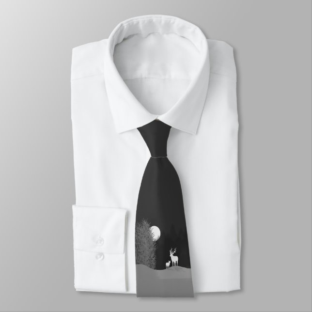 Deer on Moon Lit Hill  Tie (Tied)