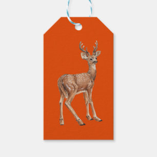 Deer on red gift tags