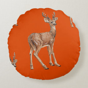 Deer on red round cushion