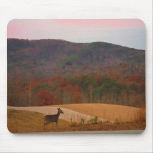 Deer on sunset golf course mouse pad