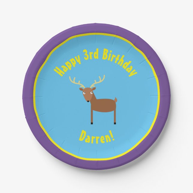 Deer Paper Plates Animal Birthday Party (Front)