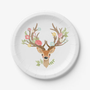 Deer Paper Plates Baby shower Woodland Antlers