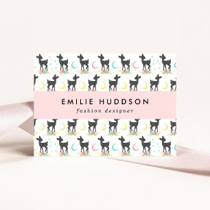 Deer Pattern, Baby Deer, Boho, Flowers, Moon Business Card