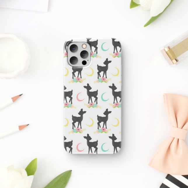 Deer Pattern, Baby Deer, Boho, Flowers, Moon Case-Mate iPhone Case (Creator Uploaded)