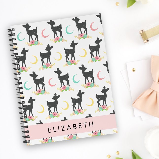Deer Pattern, Baby Deer, Boho, Flowers, Your Name Planner (Creator Uploaded)