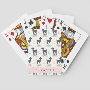 Deer Pattern, Baby Deer, Boho, Flowers, Your Name Playing Cards