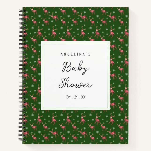 Deer Pattern Baby Shower Gift List Notebook (Front)