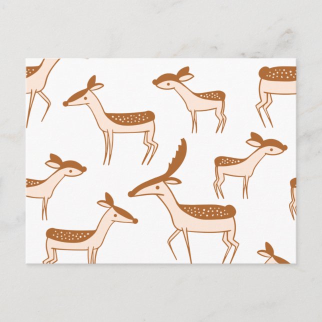 Deer Pattern Design Animal Cute  Postcard (Front)