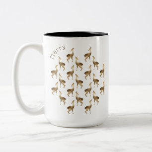 Deer Pattern Gold Glitter, Christmas  Two-Tone Coffee Mug