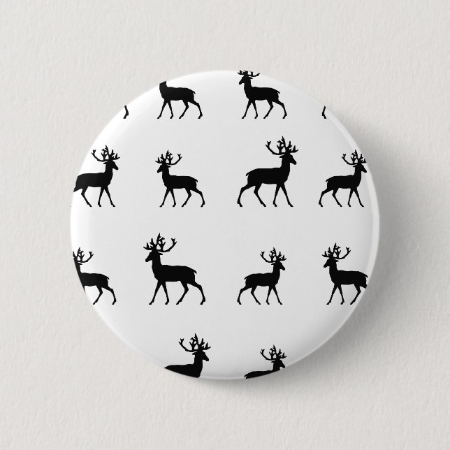 Deer pattern in Black and White 6 Cm Round Badge (Front)