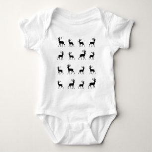 Deer pattern in Black and White Baby Bodysuit