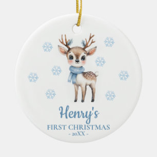 Deer Personalized Baby's First Christmas Ceramic Ornament