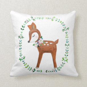 Deer Pillow Baby Deer Art Cushion Woodland Decor